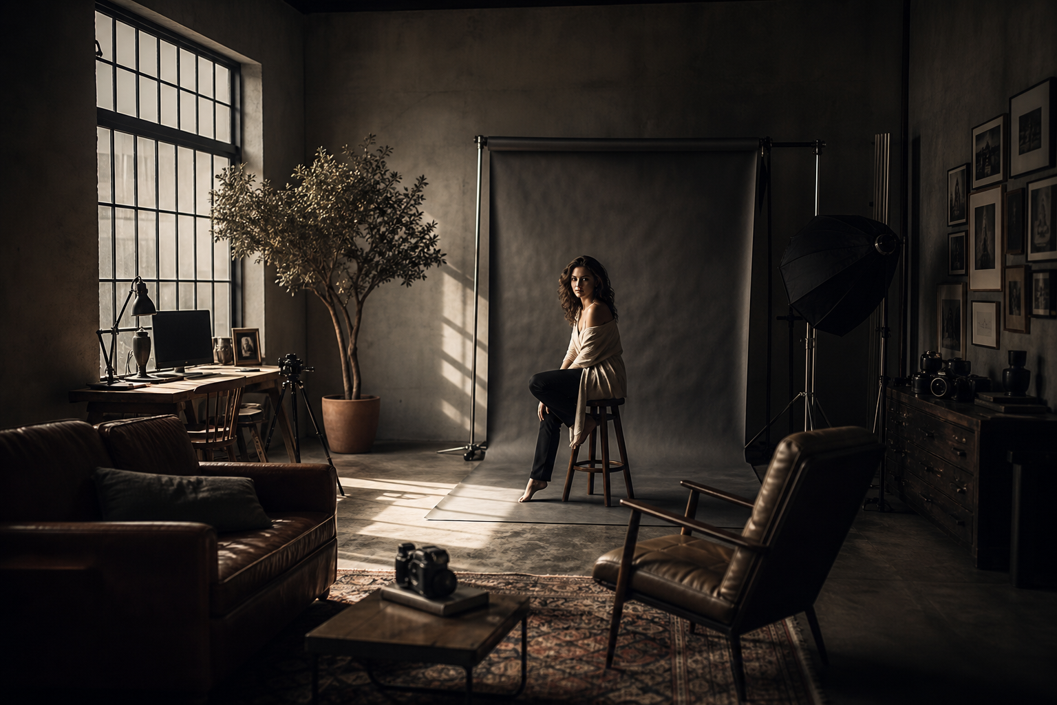 Cinematic portrait in low light